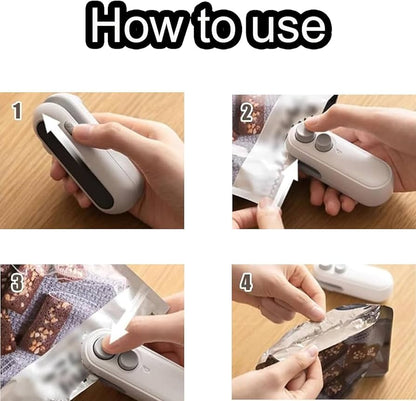 Portable Sealing Machine, Type C Rechargeable, Long Battery, Heat Sealing & Cutting, Bag Sealer, Packet Sealing