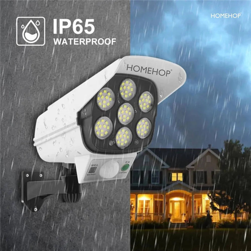 Solar Light Outdoor Home Garden Security Dummy CCTV Camera Lamp | Motion Sensor LED Light 77 LED Waterproof Automatic ABS Solar Wall Lamp with Remote Control for Pathway,
