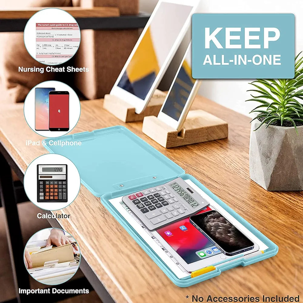 Foldable Plastic Clipboard with Built-in Storage and Pen Holder - Ideal for School, Office, Travel - Perfect for Students, Teachers, Doctors, Nurses, Professionals