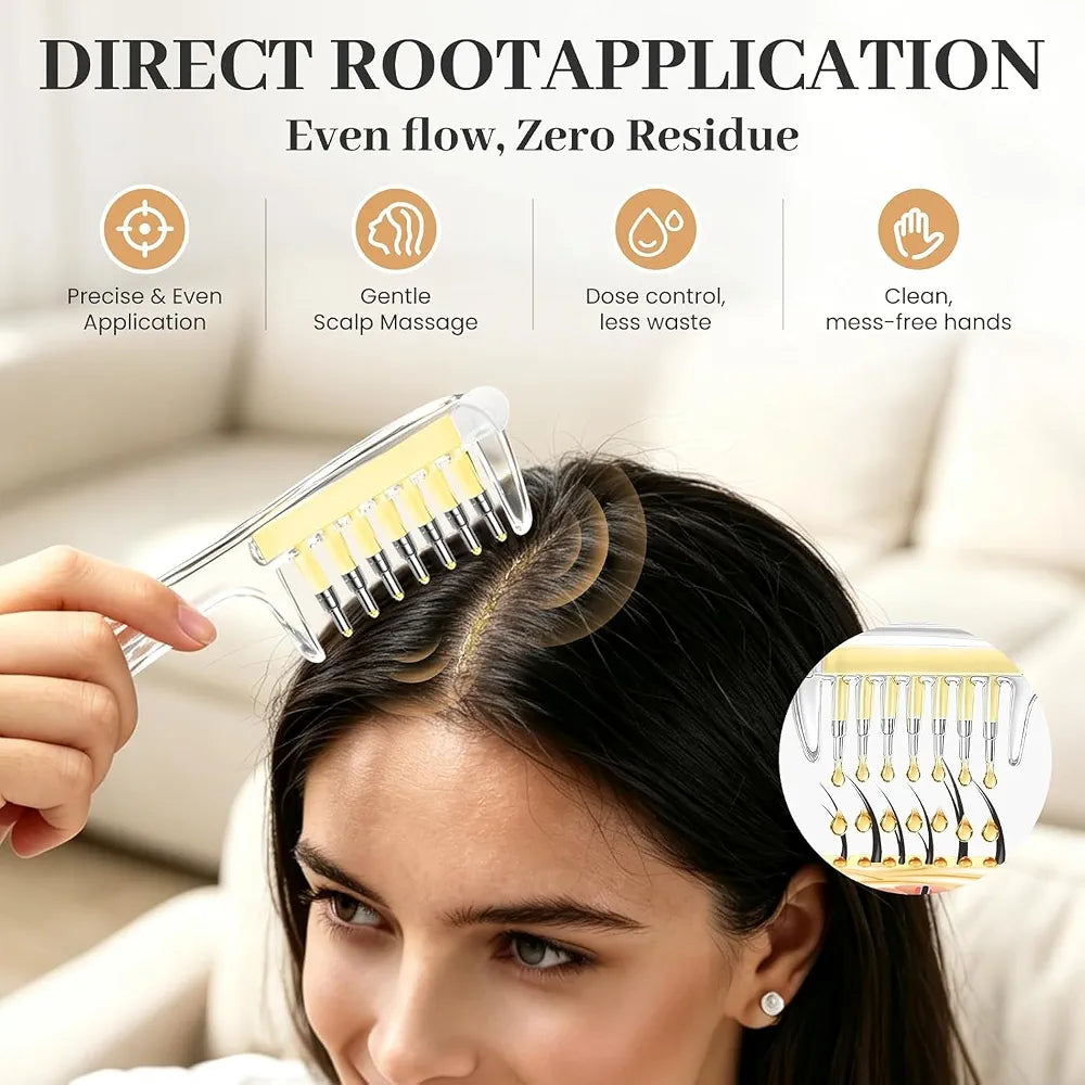 Refillable Hair Oil Applicator Comb – Precision Scalp Massage & Easy Oil Distribution