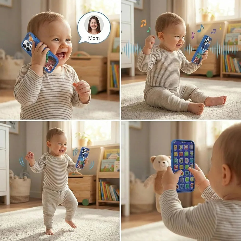 Educational Phone Type-C Rechargeable Musical Toy 28 Functions, Alphabet, Numbers, Varnmala, Animal Sounds, Nursery Rhymes in English & Hindi for Age 2 &10 Years (Dinosaur Model)