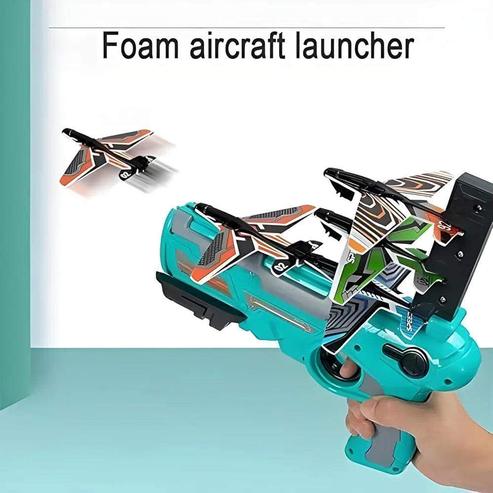 Airplane Launcher Gun Flying Aeroplanes Toys for Boys Safe & Fun Shooting Guns for Kids