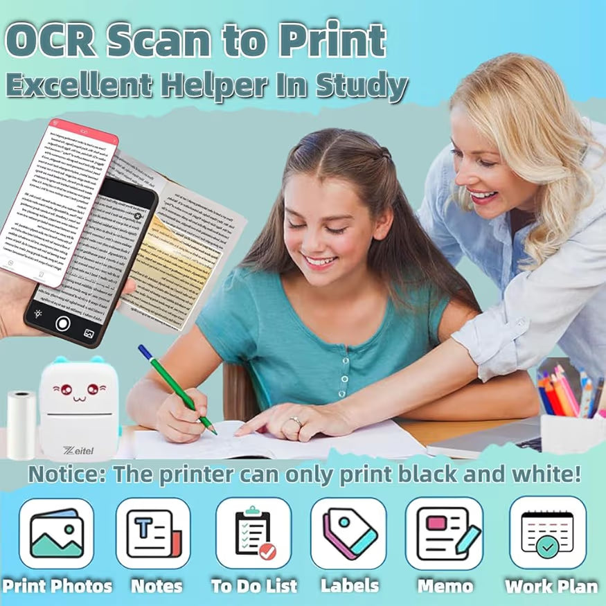Cute Pocket-Sized Bluetooth Mini Printer