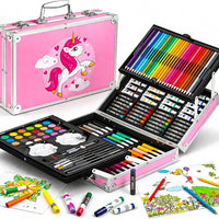 Art Set for Kids, 145 Pieces Drawing Kit with Colour Pencils, Oil Pastels, Paint Brushes, Unicorn Theme Art Set