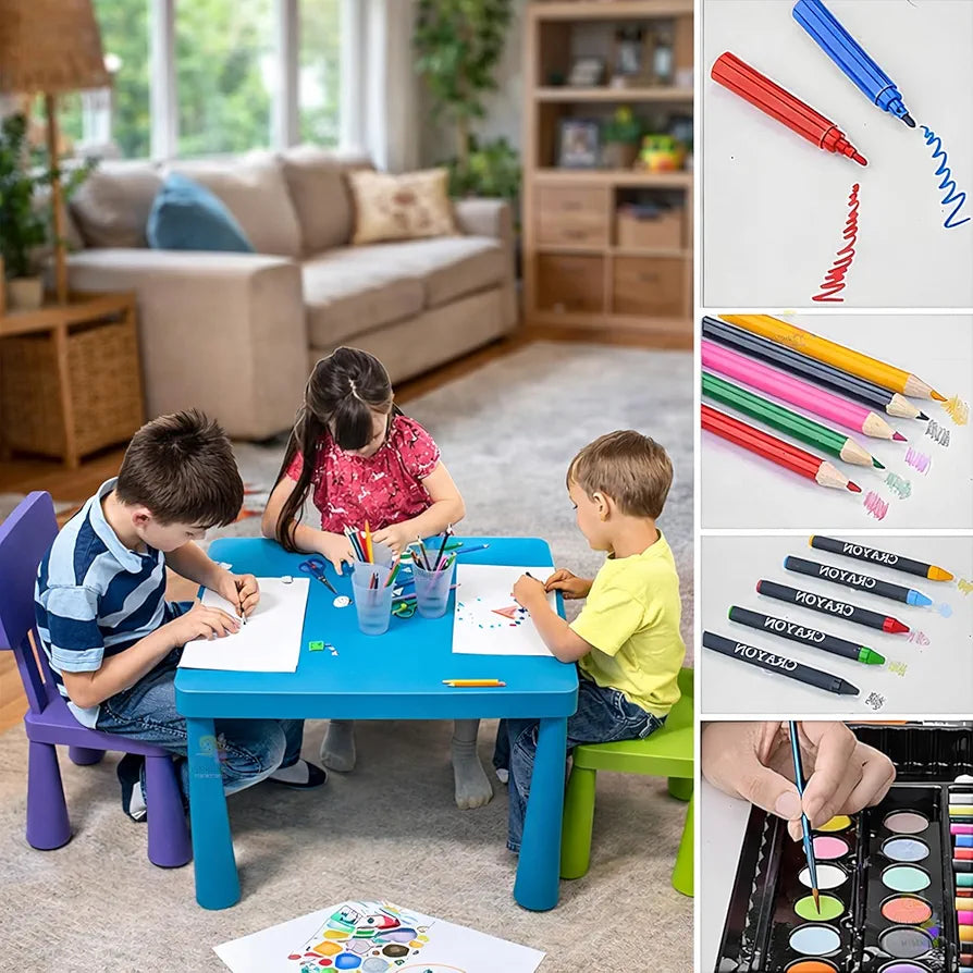 150 Pieces Colour Set Kit for Kids, Complete Stationery Items and Colour Pencil Set in Portable Case, Creative Birthday Gift for Kids and Gift for Girls