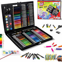 150 Pieces Colour Set Kit for Kids, Complete Stationery Items and Colour Pencil Set in Portable Case, Creative Birthday Gift for Kids and Gift for Girls