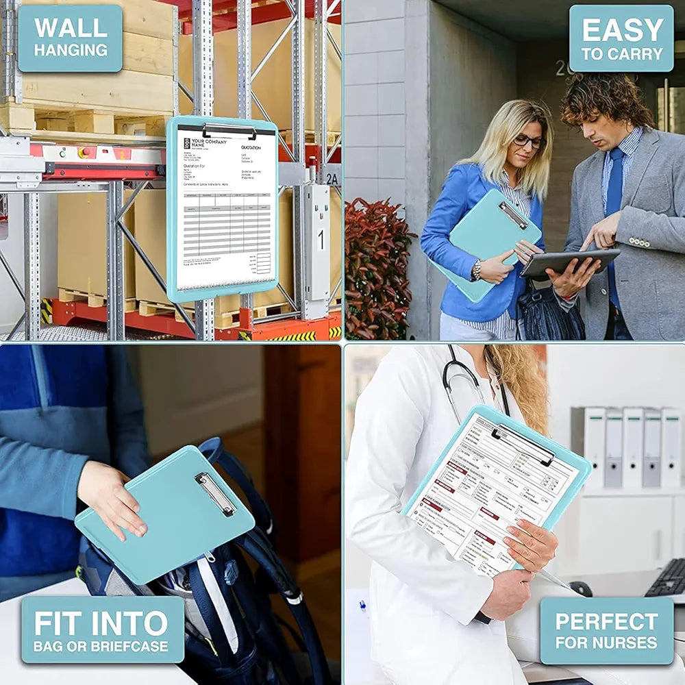Foldable Plastic Clipboard with Built-in Storage and Pen Holder - Ideal for School, Office, Travel - Perfect for Students, Teachers, Doctors, Nurses, Professionals