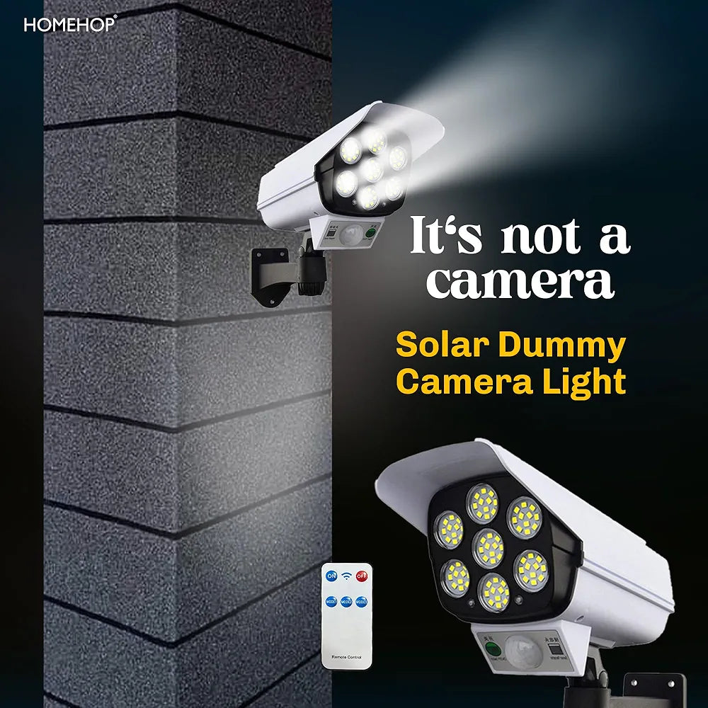 Solar Light Outdoor Home Garden Security Dummy CCTV Camera Lamp | Motion Sensor LED Light 77 LED Waterproof Automatic ABS Solar Wall Lamp with Remote Control for Pathway,