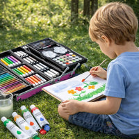 Art Set for Kids, 145 Pieces Drawing Kit with Colour Pencils, Oil Pastels, Paint Brushes, Unicorn Theme Art Set
