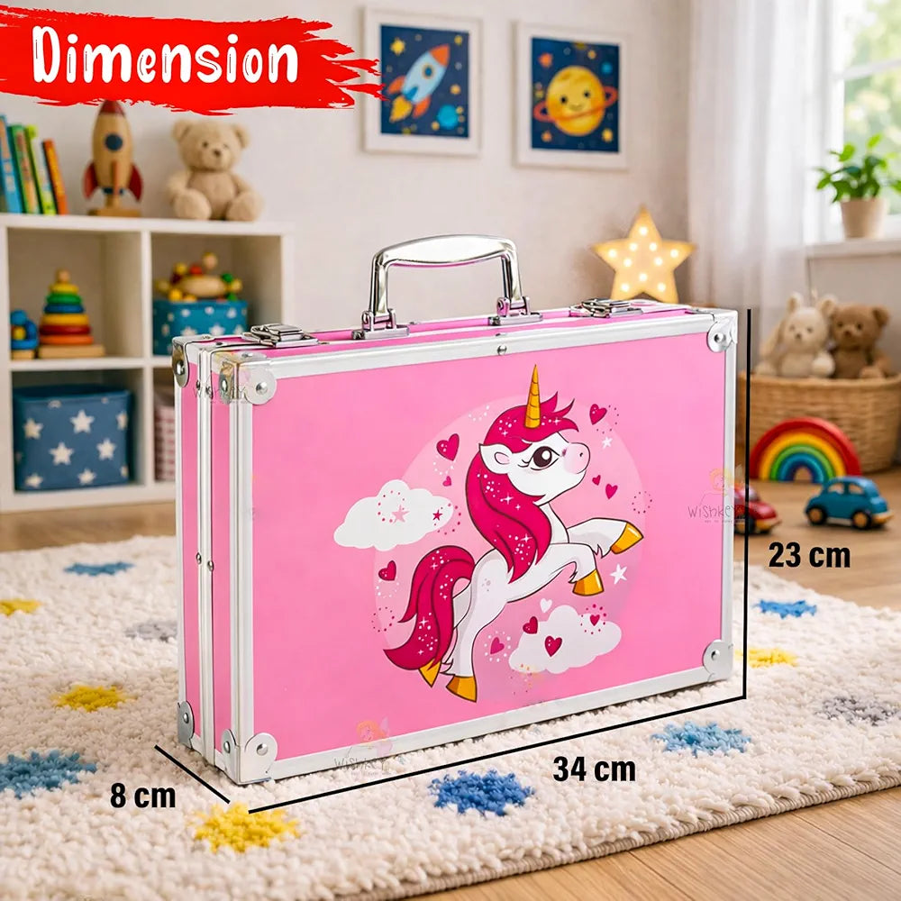 Art Set for Kids, 145 Pieces Drawing Kit with Colour Pencils, Oil Pastels, Paint Brushes, Unicorn Theme Art Set