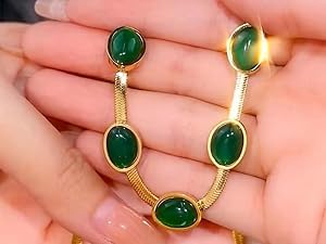 Emerald Green Crystal Jewelry Set – Necklace, Bracelet & Earrings (3 Pcs Premium (Set)