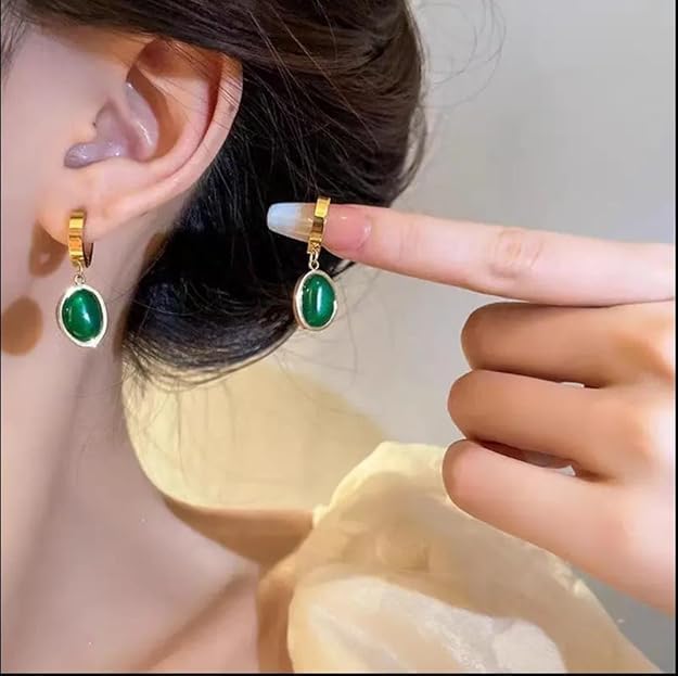 Emerald Green Crystal Jewelry Set – Necklace, Bracelet & Earrings (3 Pcs Premium (Set)