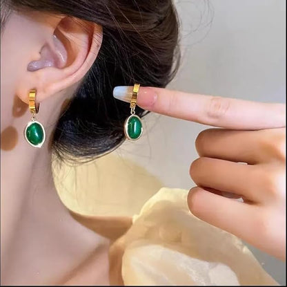 Emerald Green Crystal Jewelry Set – Necklace, Bracelet & Earrings (3 Pcs Premium (Set)